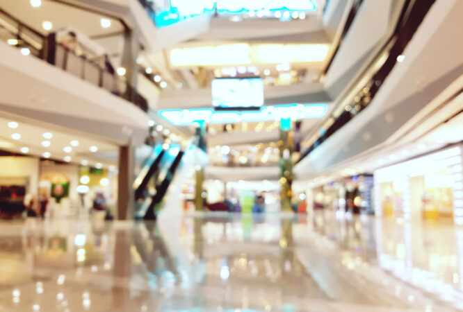 Abstract blurred of department store or shopping center mall : blurred image for background use. Abstract blur shopping mall background.